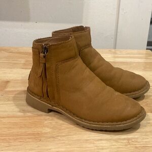 UGG Rea Chestnut Nubuck Leather Shearling Lined Ankle Boots Sz 5.5